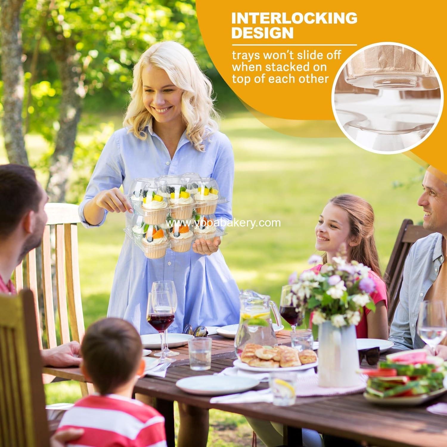 Wholesale 6-Count Cupcake Containers, 40 Sets Clear Muffin Holders with Detachable Tall Dome Lid, Disposable BPA-Free Carriers, Standard Size - Manufacturer