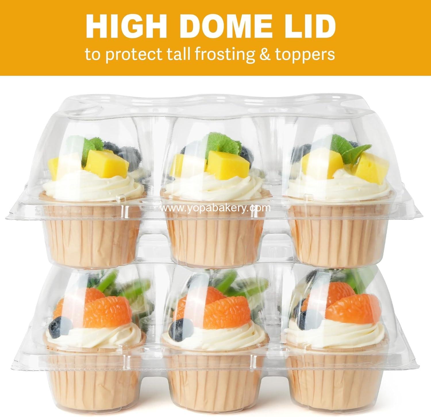 Wholesale 6-Count Cupcake Containers, 40 Sets Clear Muffin Holders with Detachable Tall Dome Lid, Disposable BPA-Free Carriers, Standard Size - Manufacturer