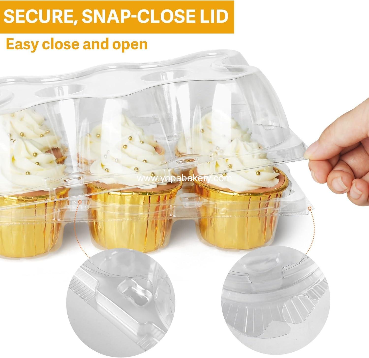 Wholesale 6-Count Cupcake Containers, 40 Sets Clear Muffin Holders with Detachable Tall Dome Lid, Disposable BPA-Free Carriers, Standard Size - Manufacturer