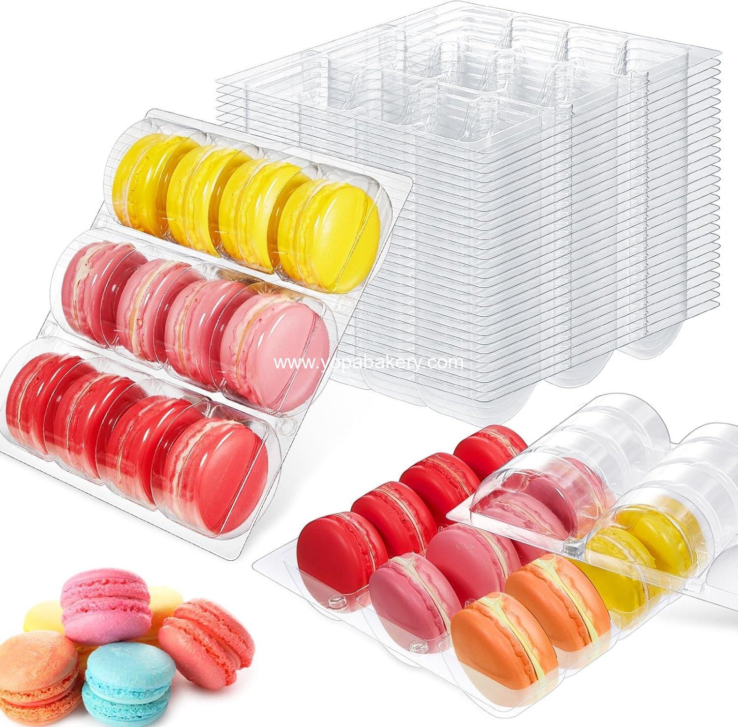 Sherr 24 Pcs Macaron Boxes Clear Plastic Macaron Storage Containers Macaroon Packaging Display Trays for Cookie, Wedding, Party Gifts