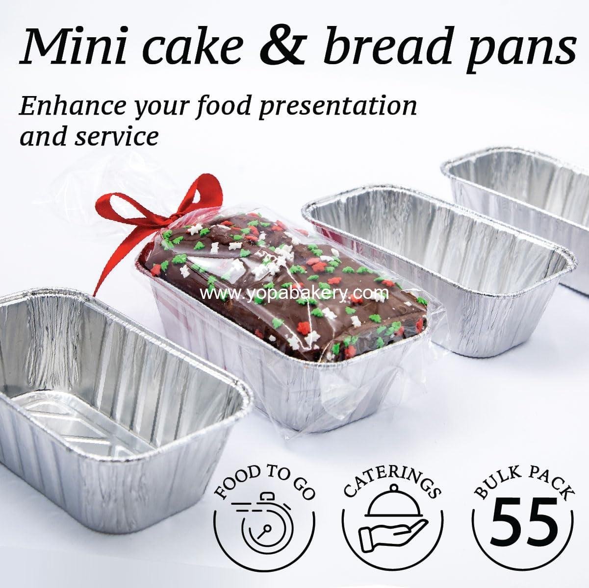 Wholesale 1LB Mini Foil Loaf Pans (55 Pack) - Disposable Aluminum Baking Pans for Individual Bread, Cake, and Meatloaf - Small Bread Tins 6 x 3.5 x 2 - Factory