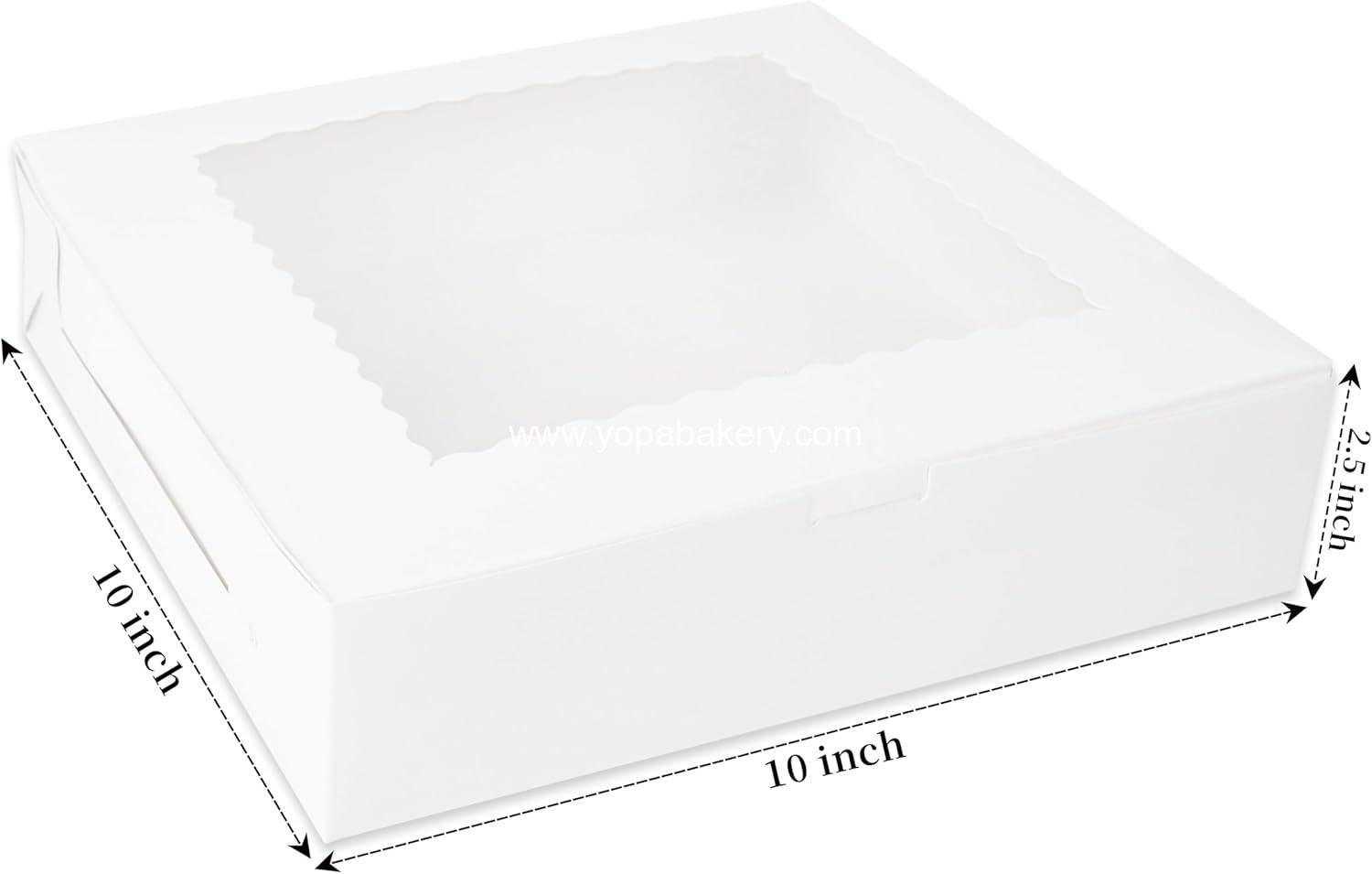 Wholesale 10 Packs Pie Boxes with Window, 10x10x2.5 Inches White Cookie Boxes for Desserts, Chocolate Covered Strawberries, Macarons, Muffins, Pastries, Donuts, Cakes, Baked Goods - Factory Wholesale 10 Packs Pie Boxes with Window, 10x10x2.5 Inches White Cookie Boxes for Desserts, Chocolate Covered Strawberries, Macarons, Muffins, Pastries, Donuts, Cakes, Baked Goods - Factory