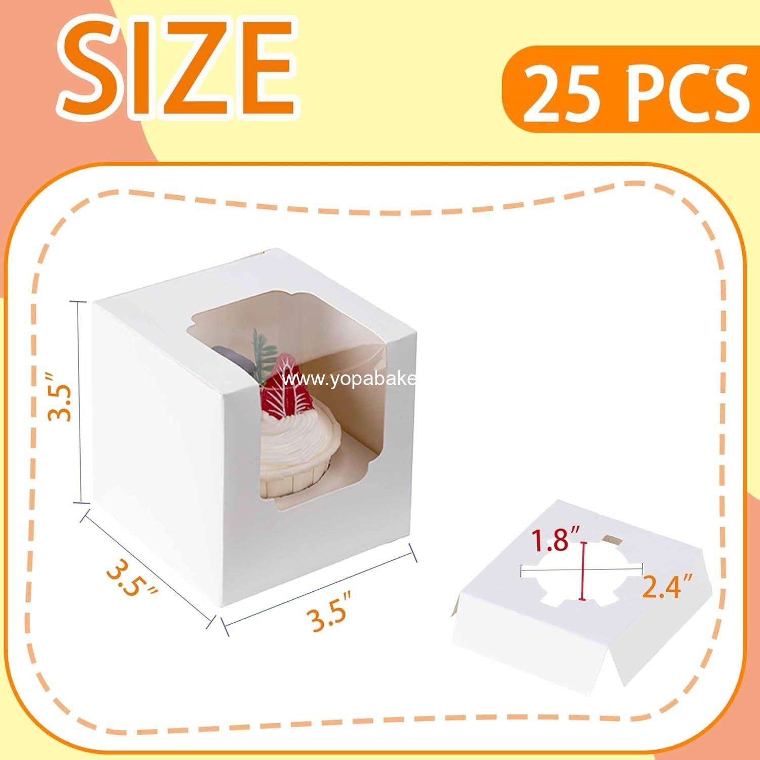 Wholesale 25 Pack Individual Cupcake Containers with Window, Food Grade Holders with Inserts, Stackable Deep Carrier for Easy Transport and Presentation (White) Factory