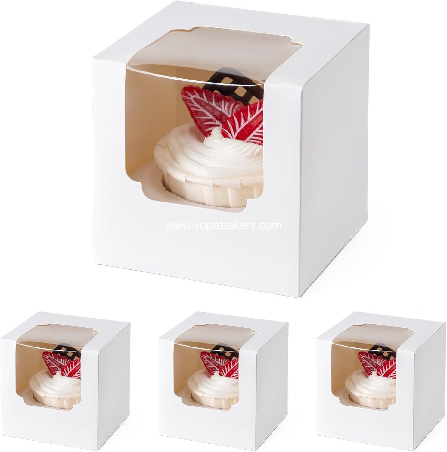 Wholesale 25 Pack Individual Cupcake Containers with Window, Food Grade Holders with Inserts, Stackable Deep Carrier for Easy Transport and Presentation (White) Factory