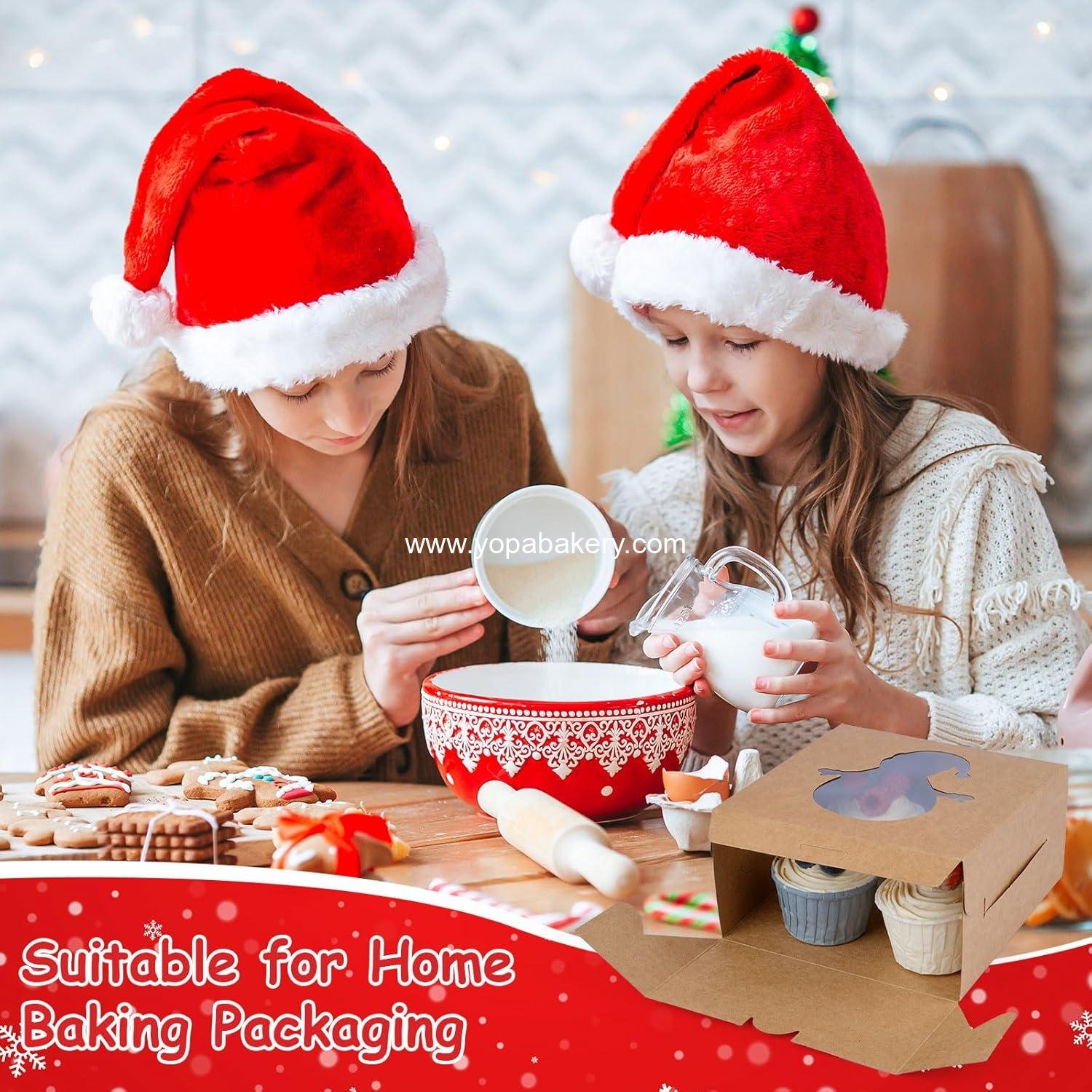Wholesale 12 PCS Christmas Cookie Boxes 6x6x3 Inches Tin Treat Boxes with Window for Gift Packaging Desserts Bakery Cupcakes Baked Goods (Brown) Factory