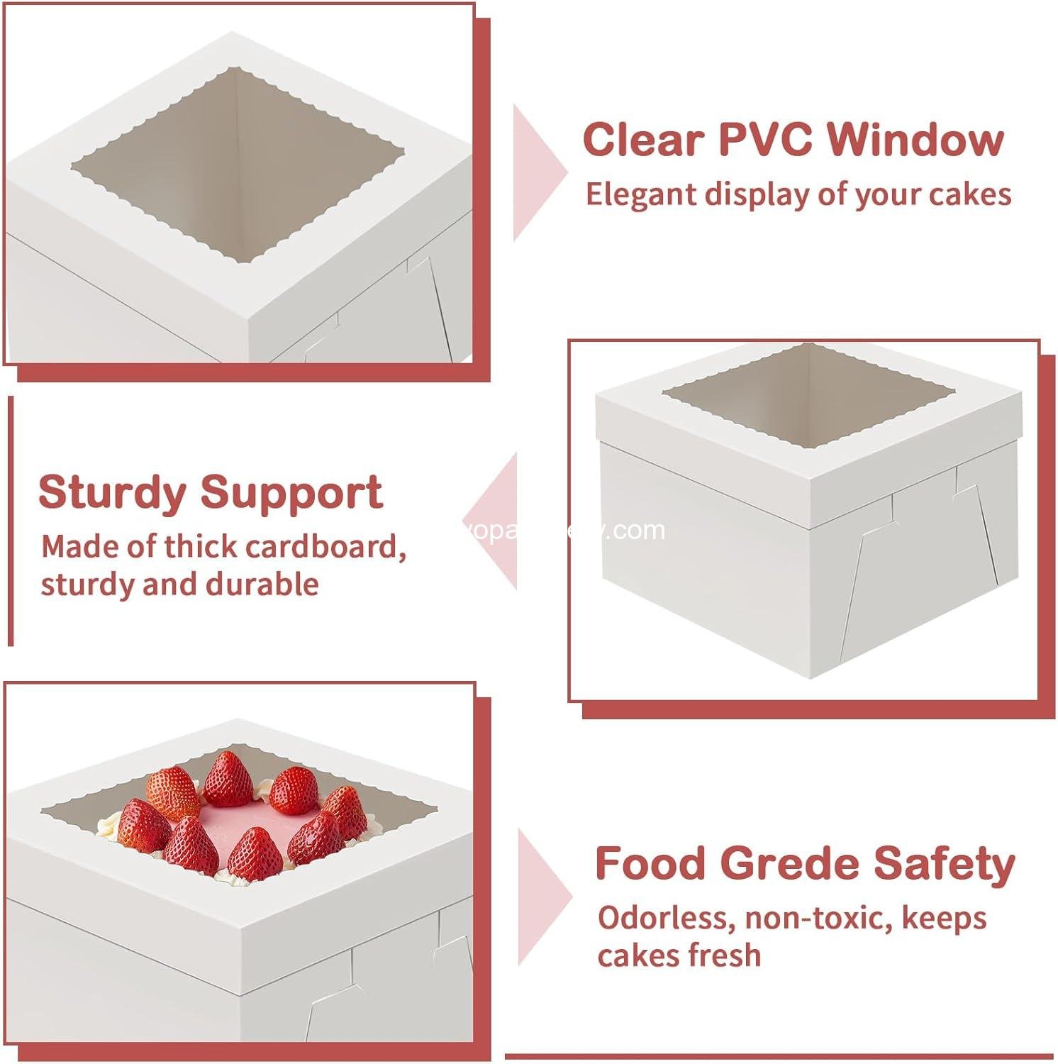 Wholesale 2 Pack Cake Boxes with Cake Boards, 12 Inch Tall Disposable Cake Transport Container, White Carrier for Baked Goods, Cookies, Desserts, Pastries, Cupcakes (12×12×8 Inches) Factory