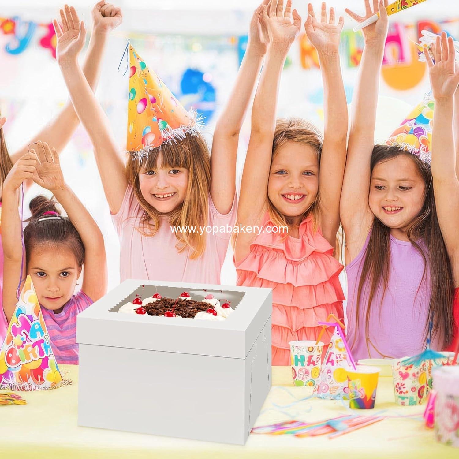 Wholesale 2 Pack Cake Boxes with Cake Boards, 12 Inch Tall Disposable Cake Transport Container, White Carrier for Baked Goods, Cookies, Desserts, Pastries, Cupcakes (12×12×8 Inches) Factory