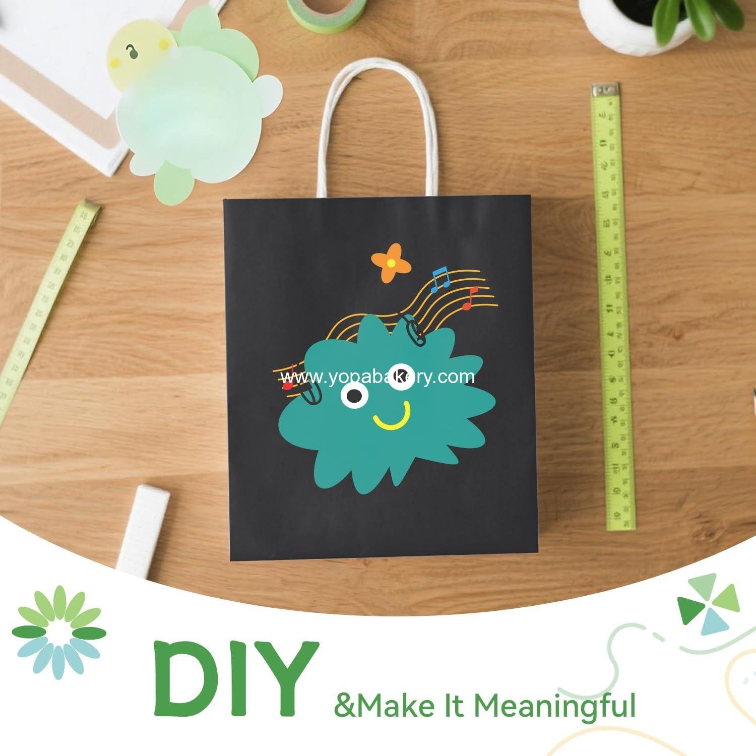 Wholesale 100Pcs Black Paper Gift Bags Medium Size 8x4.75x10 Inch Kraft Paper with Handles for Shopping, Craft, Business, Retail, Party Favor, Takeout, Goodie, Grocery Factory