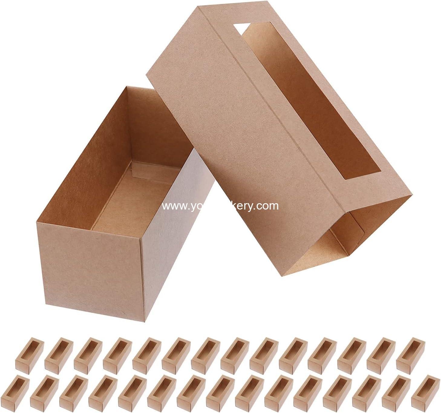 Wholesale Kraft Macaron Gift Boxes with Clear Window - 30 Pack, 4.8" x 1.9" x 1.9", Perfect for Valentine's Day, Factory