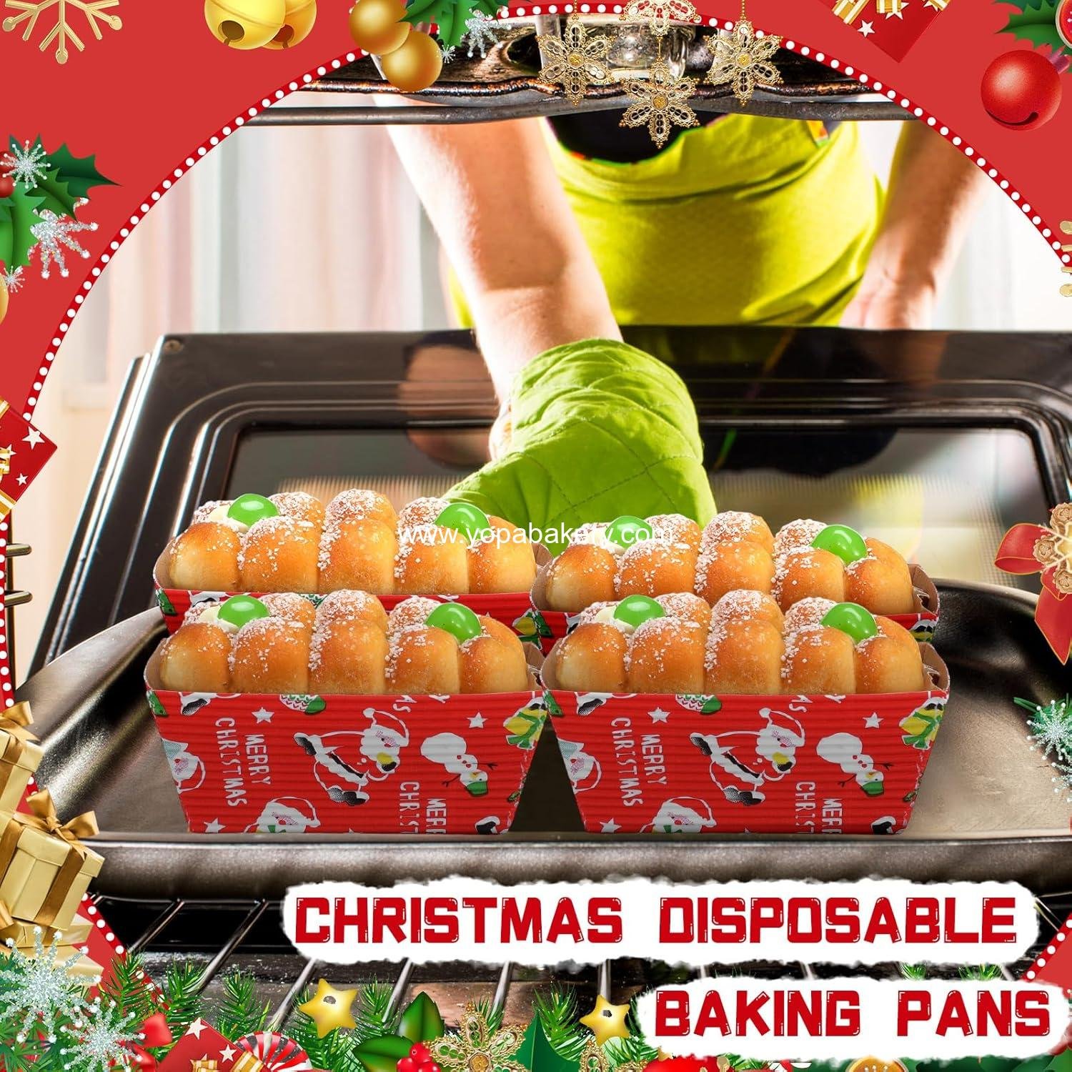 Wholesale 100 Sets Mini Disposable Christmas Paper Loaf Pans with 100 Clear Bread Bags and Ties - Rectangle Loaf Molds for Baking (3.2 x 1.6 x 1.6 Inches) - Manufacturer