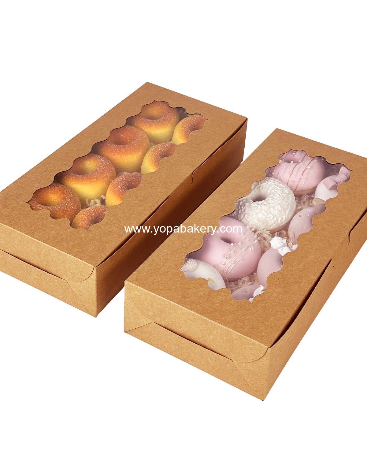 Wholesale 12x5.5x2.5 Inch Brown Cookie Box with Window, 15-Piece Pastry Macaron Bakery Packaging Factory