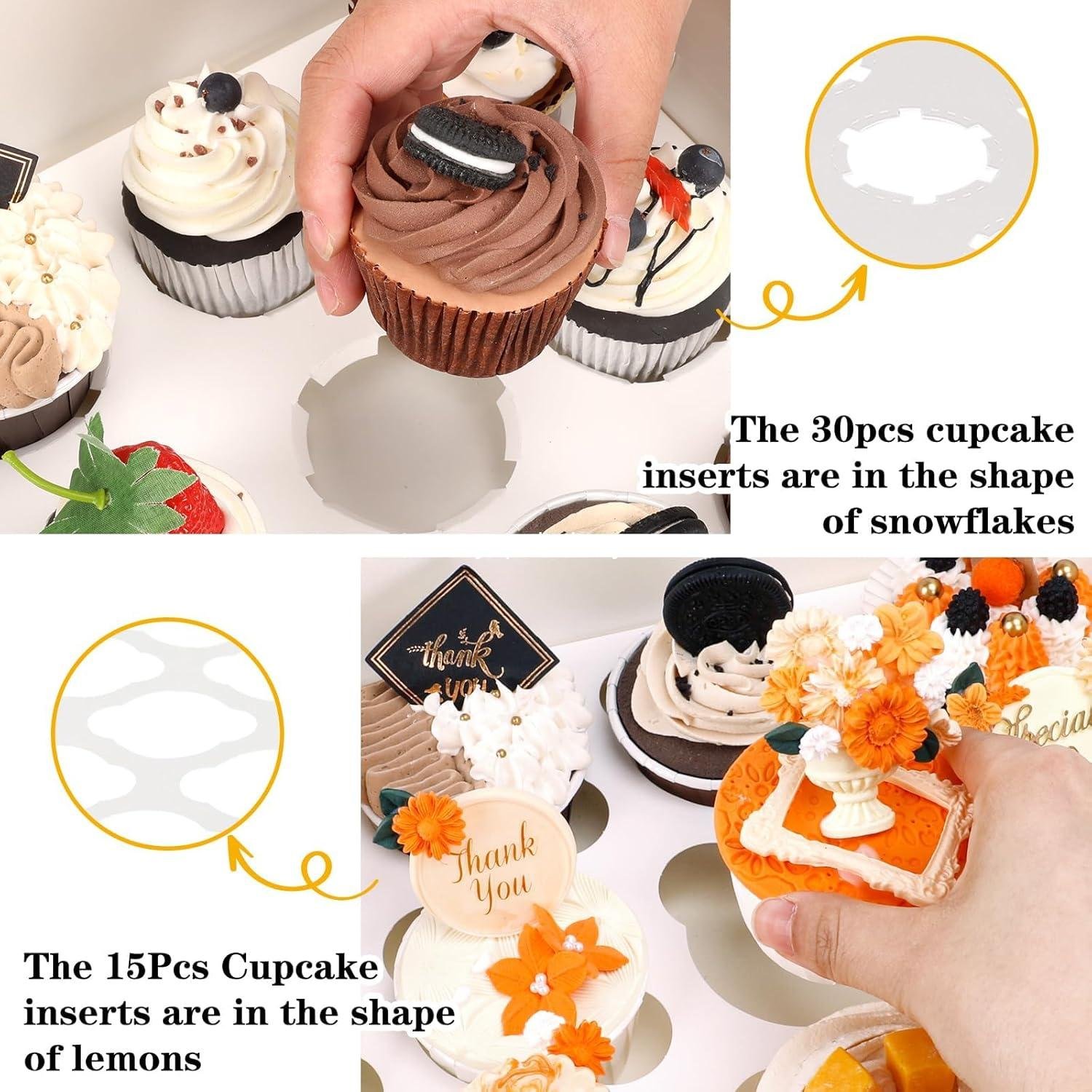 Wholesale 15 Sets Cupcake Boxes, 12-Count Containers, 13x10x3.5 Inches Bakery Boxes with Window and Inserts for Muffins, Ideal for Birthday and Holiday Parties, Factory