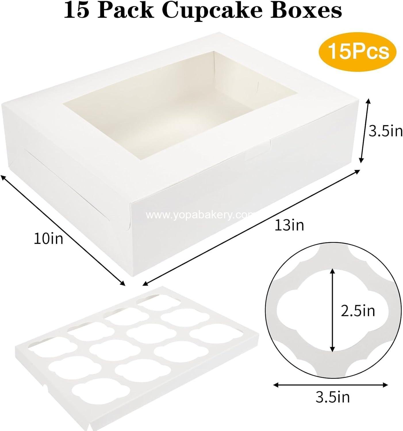 Wholesale 15 Sets Cupcake Boxes, 12-Count Containers, 13x10x3.5 Inches Bakery Boxes with Window and Inserts for Muffins, Ideal for Birthday and Holiday Parties, Factory