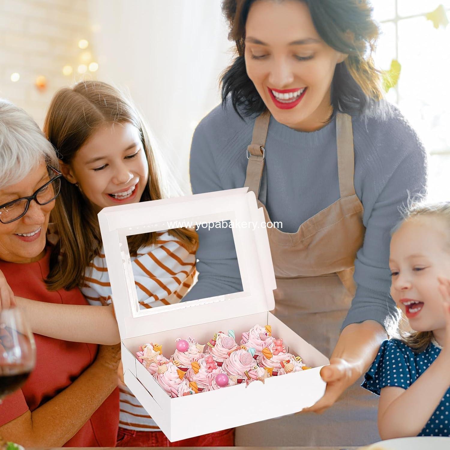 Wholesale 15 Sets Cupcake Boxes, 12-Count Containers, 13x10x3.5 Inches Bakery Boxes with Window and Inserts for Muffins, Ideal for Birthday and Holiday Parties, Factory