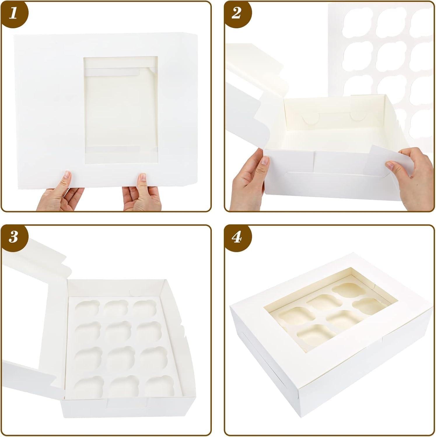 Wholesale 15 Sets Cupcake Boxes, 12-Count Containers, 13x10x3.5 Inches Bakery Boxes with Window and Inserts for Muffins, Ideal for Birthday and Holiday Parties, Factory
