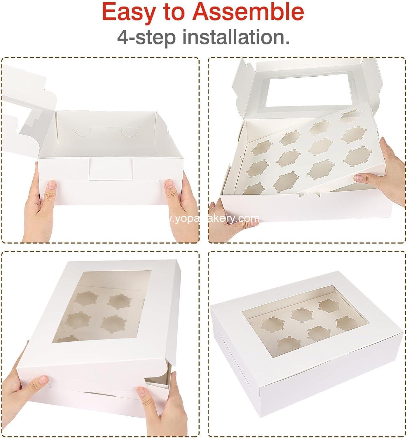 Wholesale 15 Sets Cupcake Boxes, 12-Count Containers, 13x10x3.5 Inches Bakery Boxes with Window and Inserts for Muffins, Ideal for Birthday and Holiday Parties, Factory