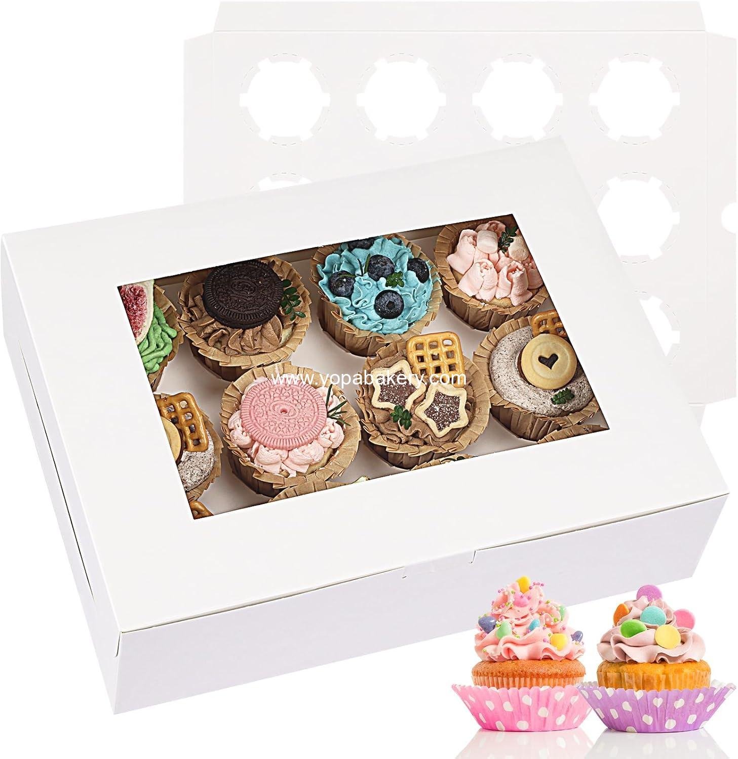 Moretoes 15 Sets Cupcake Boxes, 12 Count Cupcake Containers, 13x10x3.5 Inches Bakery Boxes with Window and Inserts to Fit Muffins, for Birthday Holiday Party Bakery Supplies