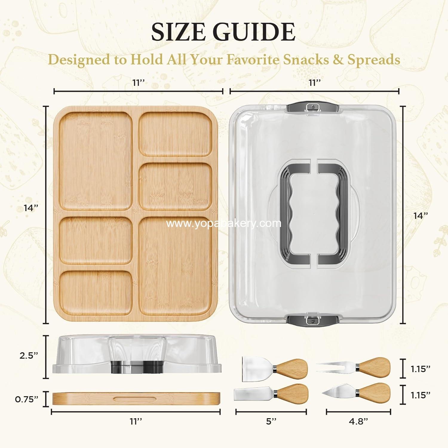 OEM Charcuterie Board with Lid - Reversible 2-in-1 Travel Cheese Board for Picnics and Entertaining - Housewarming Gift Set - Covered Snack Serving Tray - Large Food Platter Factory