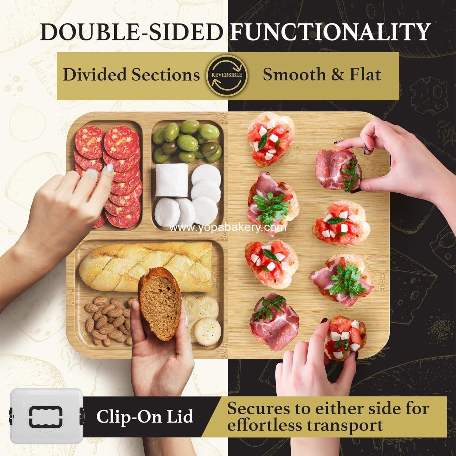 OEM Charcuterie Board with Lid - Reversible 2-in-1 Travel Cheese Board for Picnics and Entertaining - Housewarming Gift Set - Covered Snack Serving Tray - Large Food Platter Factory