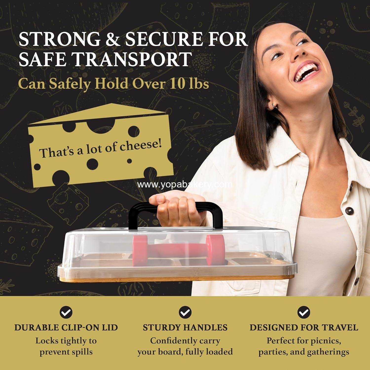 OEM Charcuterie Board with Lid - Reversible 2-in-1 Travel Cheese Board for Picnics and Entertaining - Housewarming Gift Set - Covered Snack Serving Tray - Large Food Platter Factory