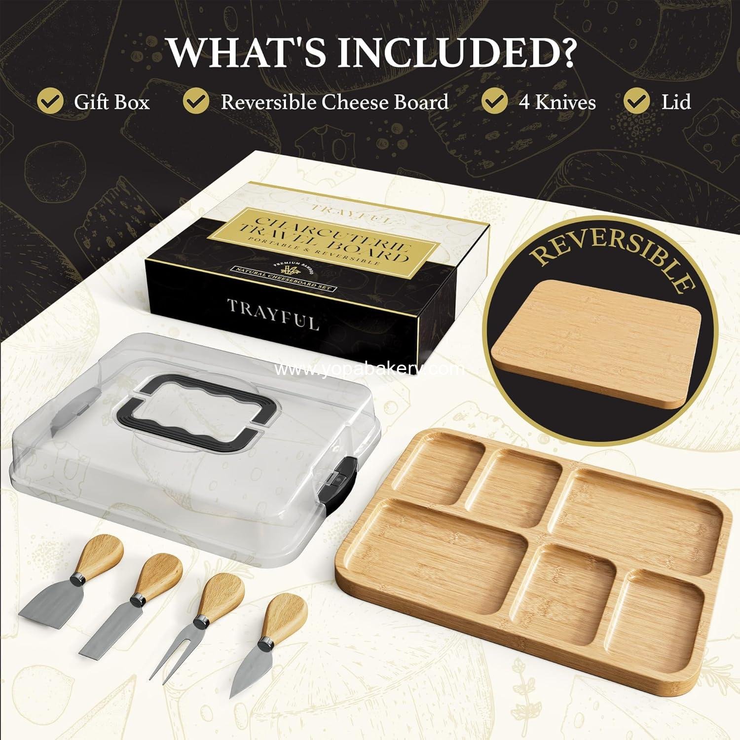 OEM Charcuterie Board with Lid - Reversible 2-in-1 Travel Cheese Board for Picnics and Entertaining - Housewarming Gift Set - Covered Snack Serving Tray - Large Food Platter Factory