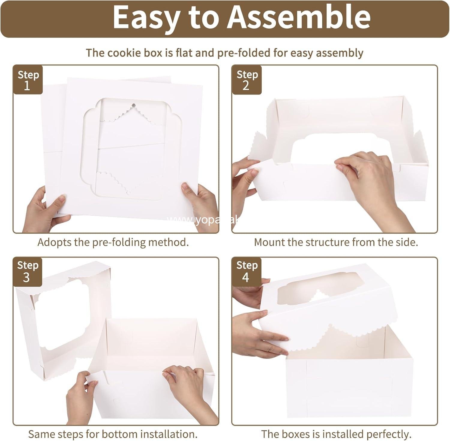 Wholesale 24pcs Cake Boxes 12x12x6 Inch Square Bakery Boxes with Window for Valentine's Day, Mother's Day, Pastries, Chocolates, Cookies, Pie, Birthday Party, Wedding Factory