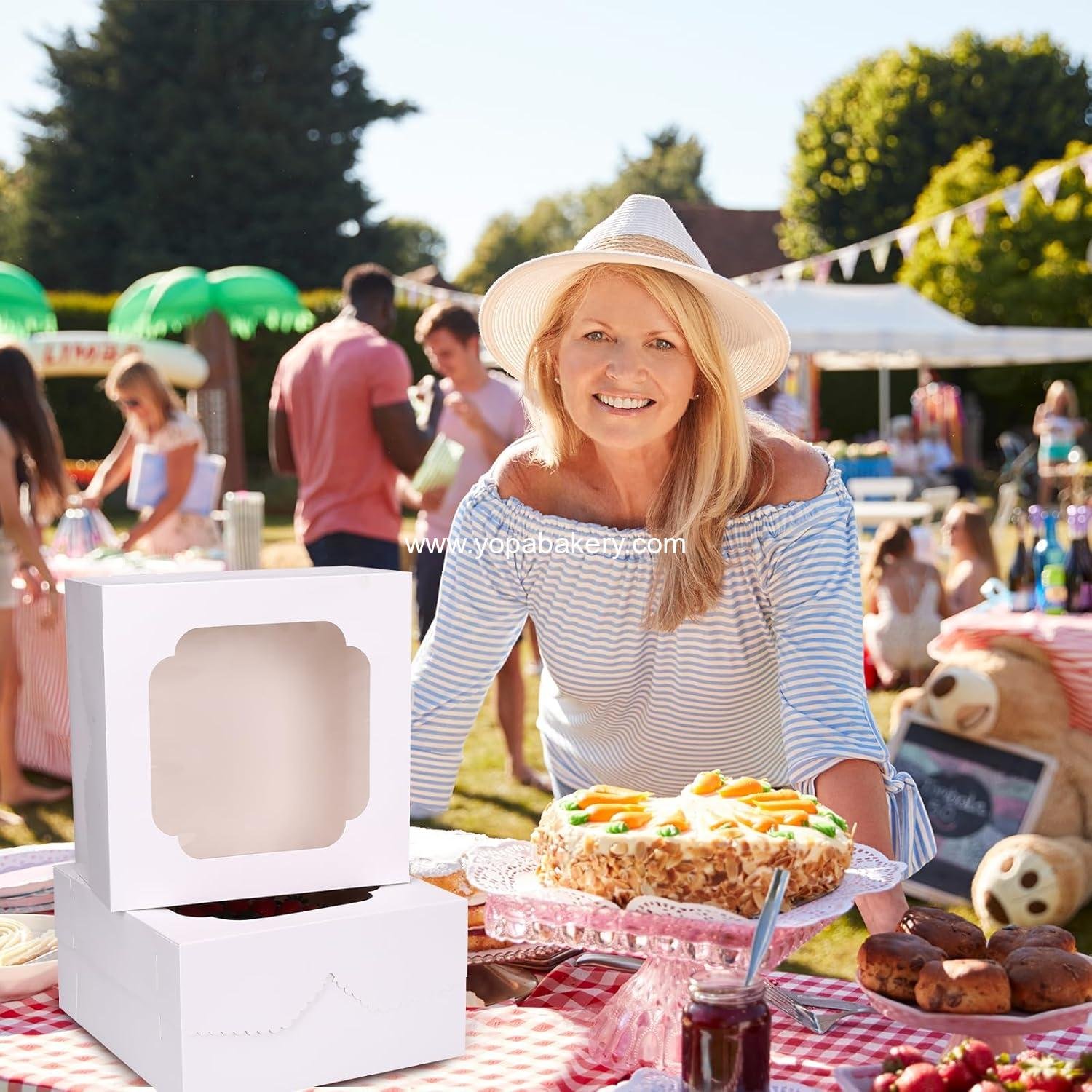 Wholesale 24pcs Cake Boxes 12x12x6 Inch Square Bakery Boxes with Window for Valentine's Day, Mother's Day, Pastries, Chocolates, Cookies, Pie, Birthday Party, Wedding Factory