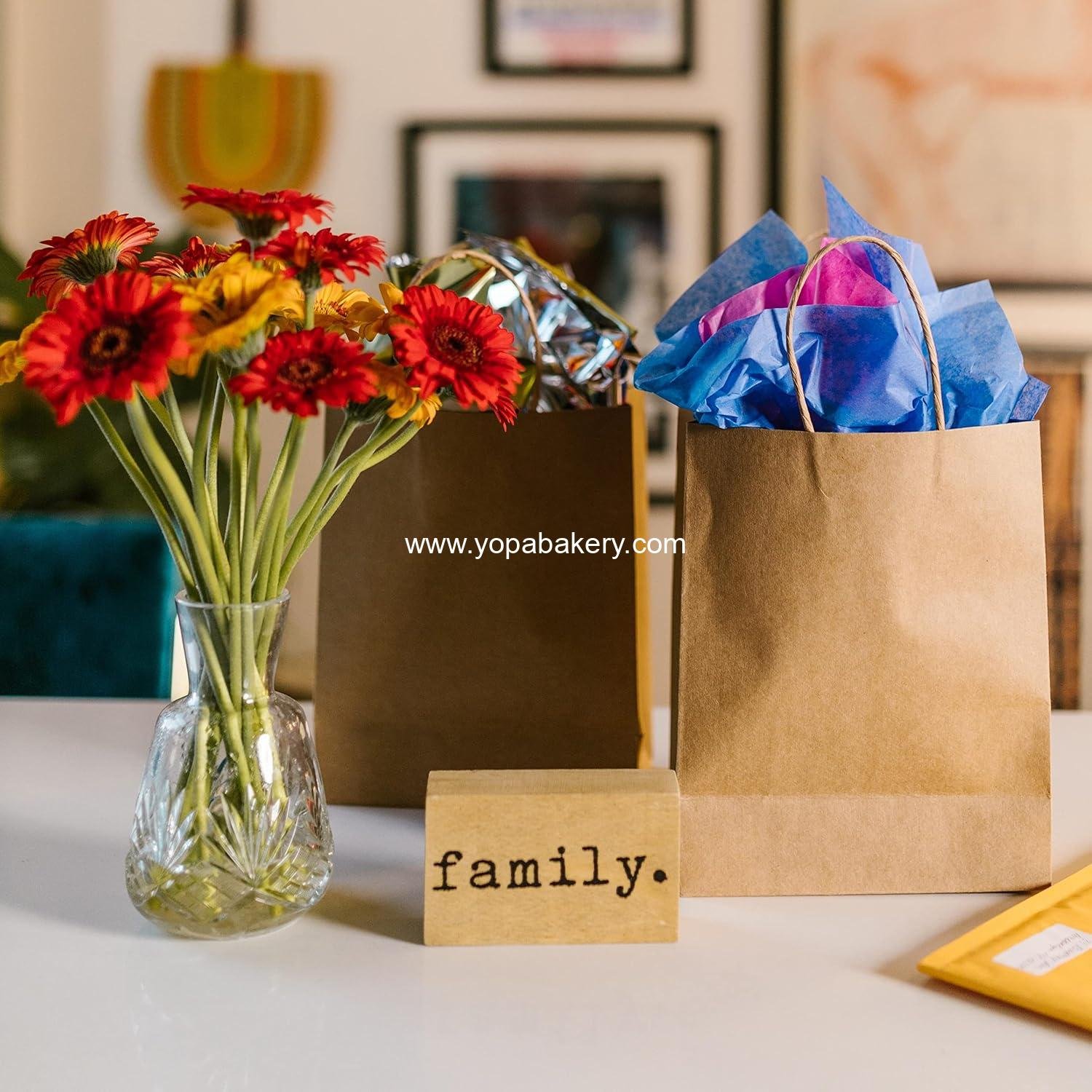 Wholesale Small Brown Paper Bags with Handles 100PCS, 5.25 x 3.25 x 8 Inch Kraft Gift Bags for Craft Shopping Business Party Favor Retail Birthday Grocery Factory