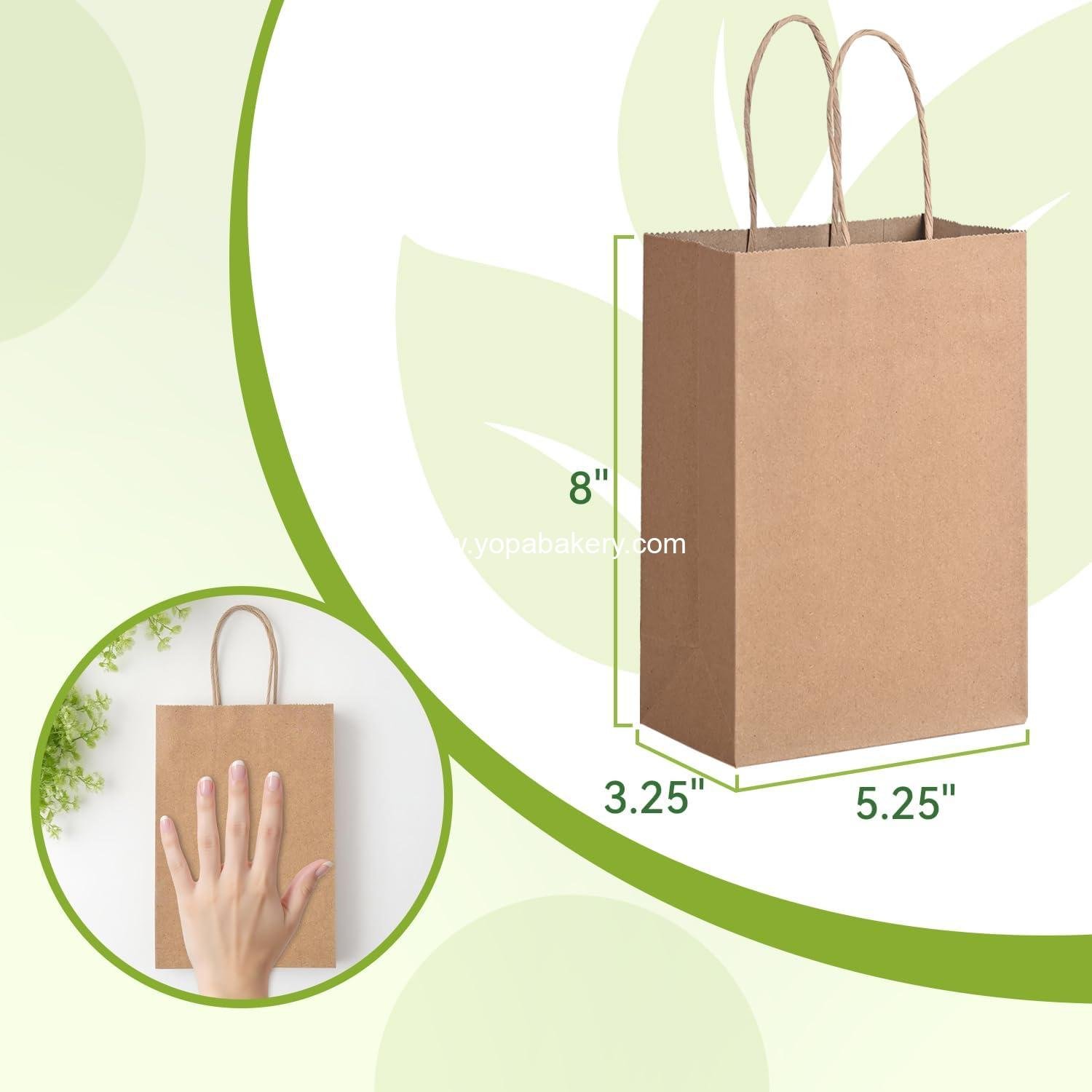 Wholesale Small Brown Paper Bags with Handles 100PCS, 5.25 x 3.25 x 8 Inch Kraft Gift Bags for Craft Shopping Business Party Favor Retail Birthday Grocery Factory