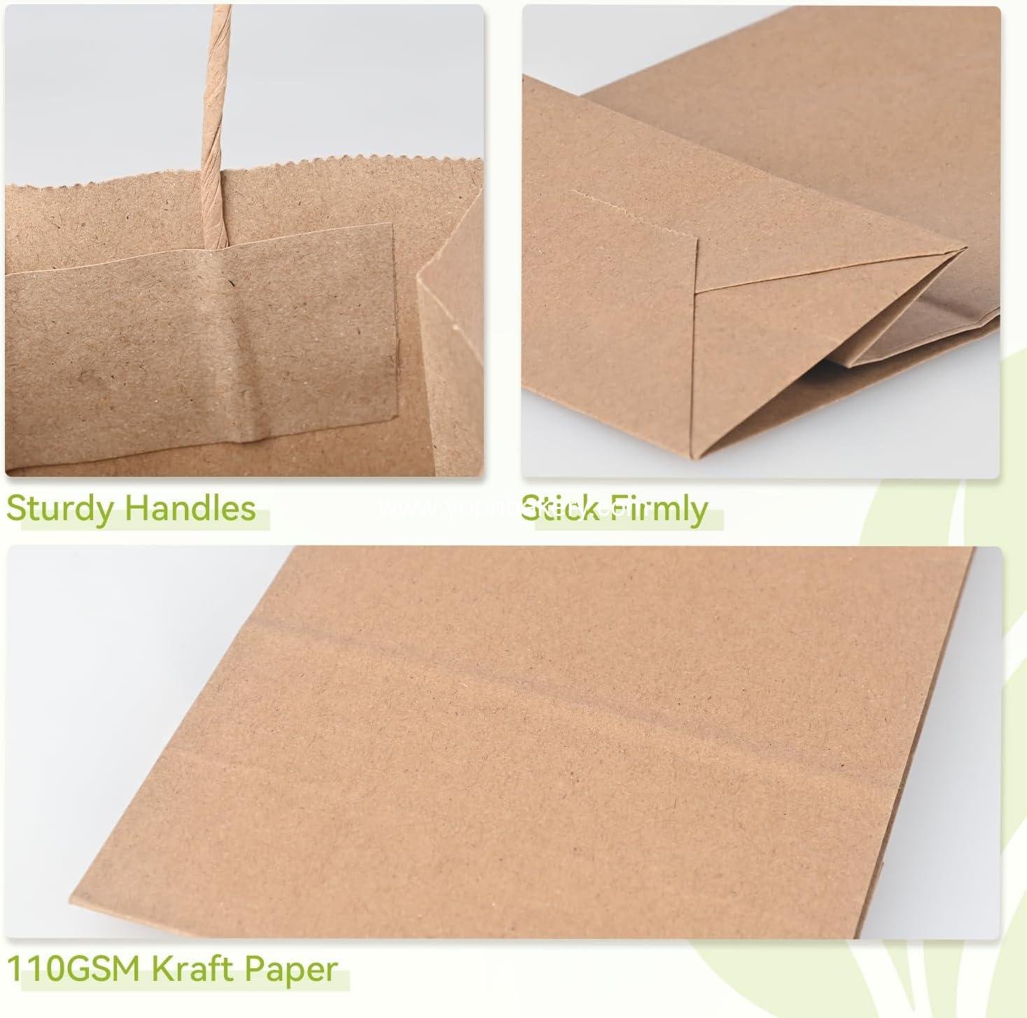 Wholesale Small Brown Paper Bags with Handles 100PCS, 5.25 x 3.25 x 8 Inch Kraft Gift Bags for Craft Shopping Business Party Favor Retail Birthday Grocery Factory