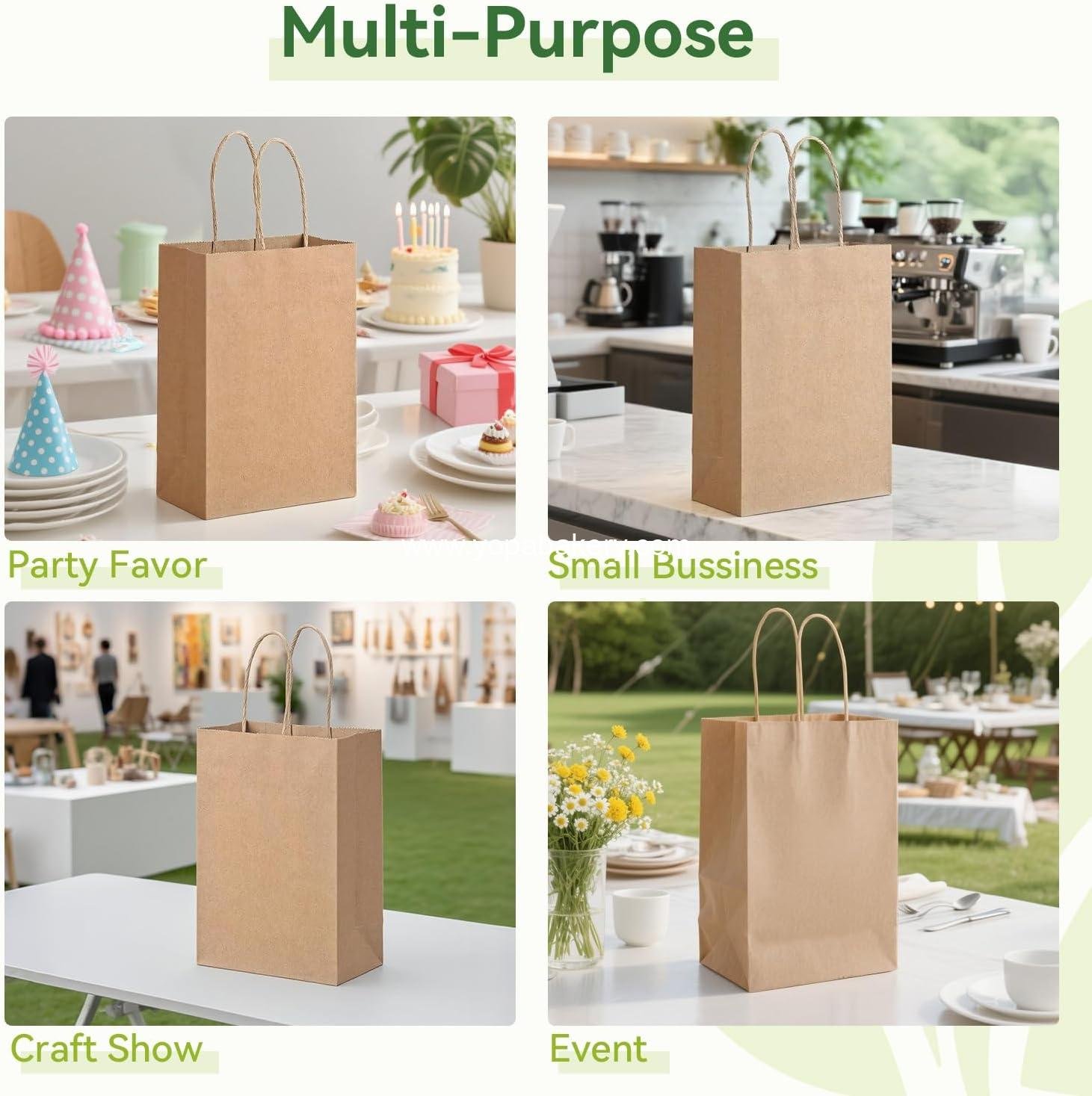 Wholesale Small Brown Paper Bags with Handles 100PCS, 5.25 x 3.25 x 8 Inch Kraft Gift Bags for Craft Shopping Business Party Favor Retail Birthday Grocery Factory