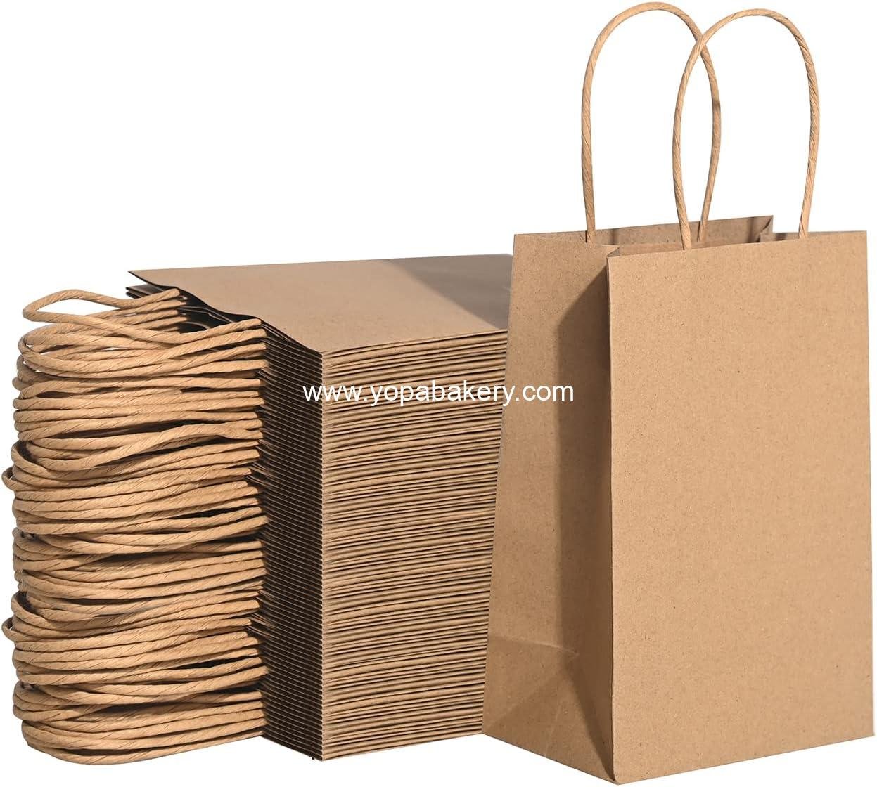 Wholesale Small Brown Paper Bags with Handles 100PCS, 5.25 x 3.25 x 8 Inch Kraft Gift Bags for Craft Shopping Business Party Favor Retail Birthday Grocery Factory