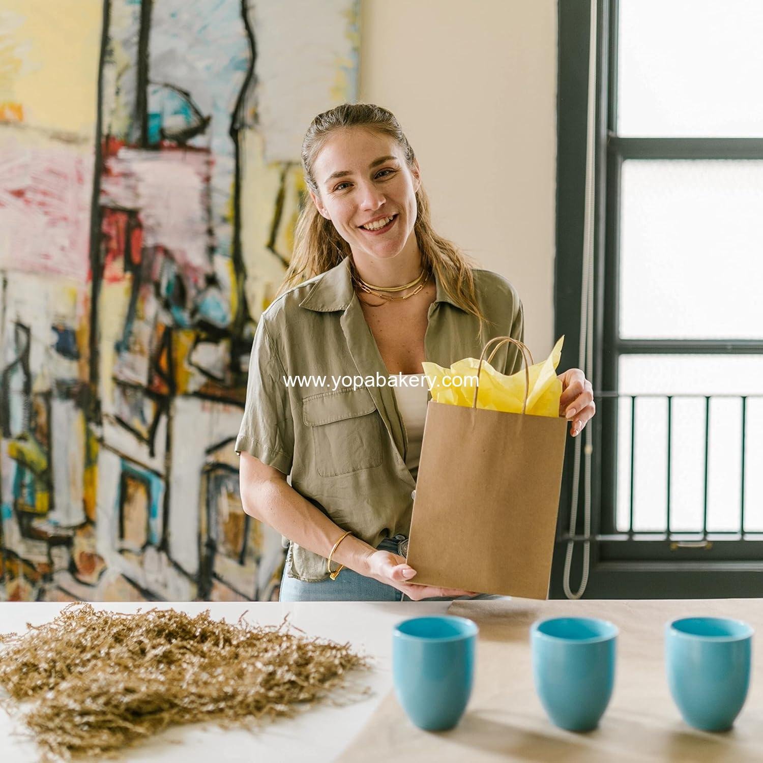 Wholesale Small Brown Paper Bags with Handles 100PCS, 5.25 x 3.25 x 8 Inch Kraft Gift Bags for Craft Shopping Business Party Favor Retail Birthday Grocery Factory