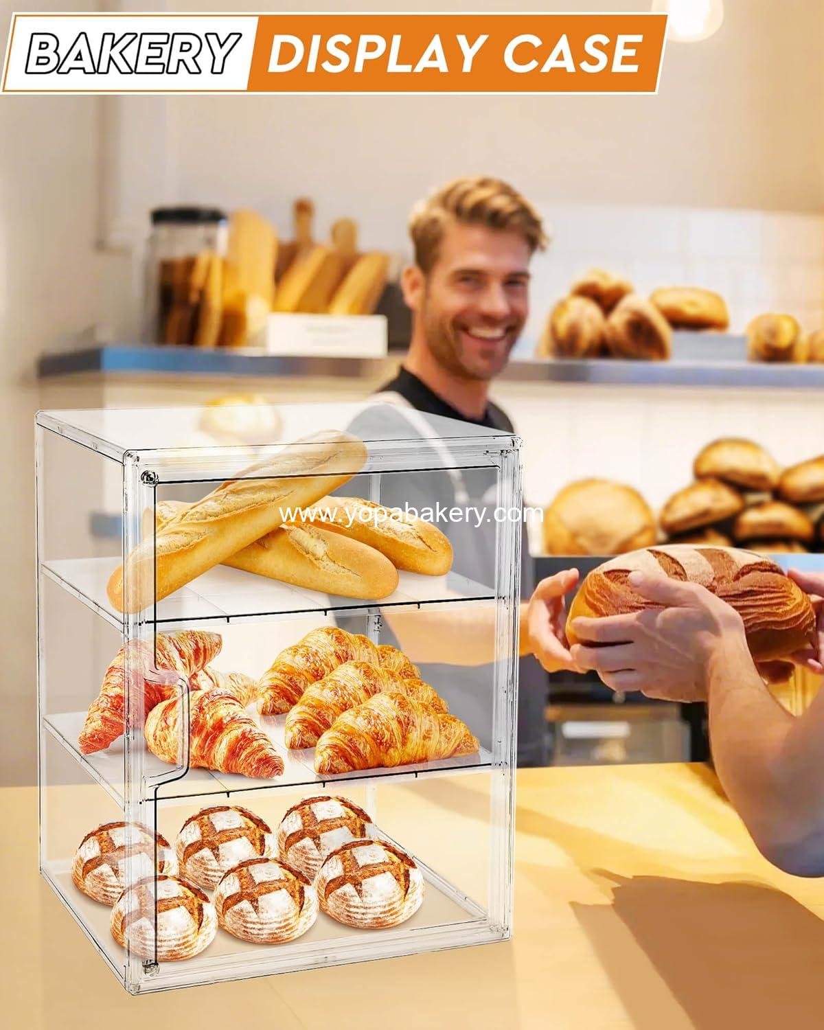 Wholesale 4-Layer Adjustable Pastry Display Case and Bread Box for Kitchen Countertop - Large Capacity Storage for Home-baked Breads, Muffins, and Bagels - Factory
