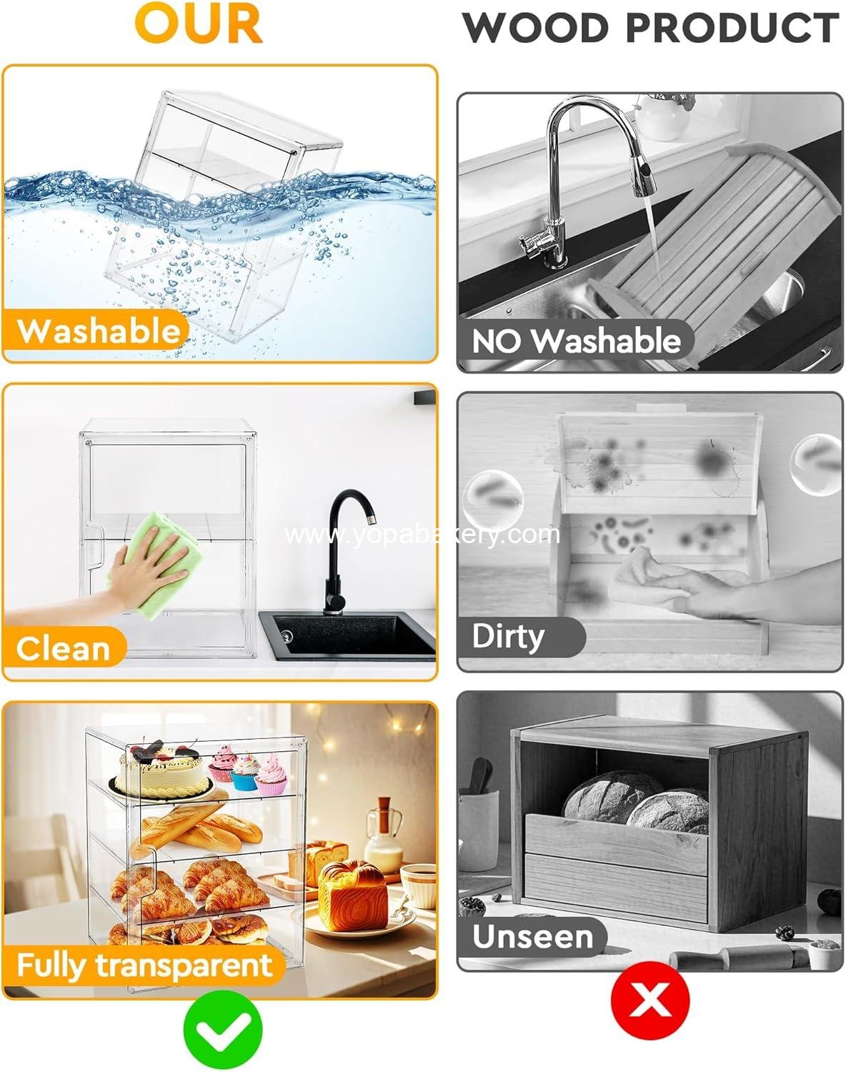 Wholesale 4-Layer Adjustable Pastry Display Case and Bread Box for Kitchen Countertop - Large Capacity Storage for Home-baked Breads, Muffins, and Bagels - Factory