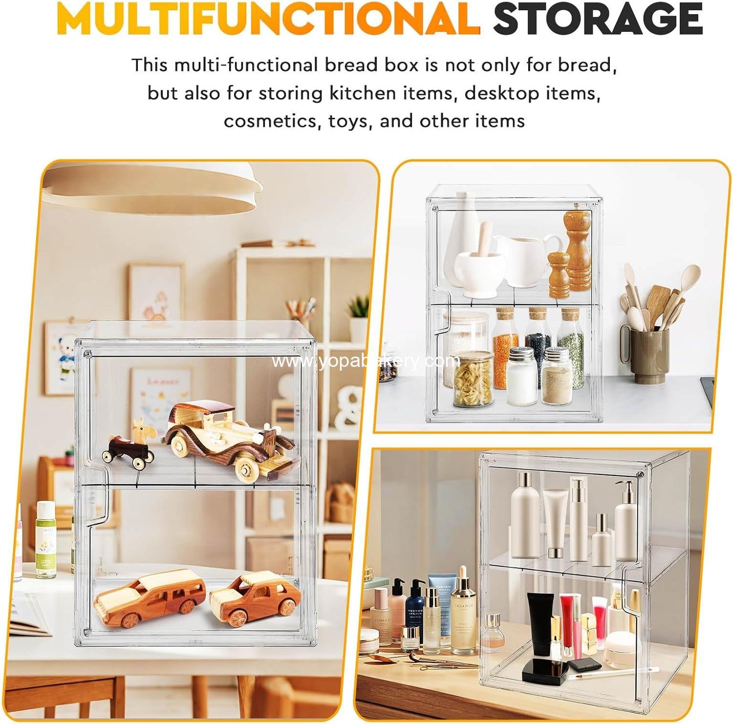 Wholesale 4-Layer Adjustable Pastry Display Case and Bread Box for Kitchen Countertop - Large Capacity Storage for Home-baked Breads, Muffins, and Bagels - Factory