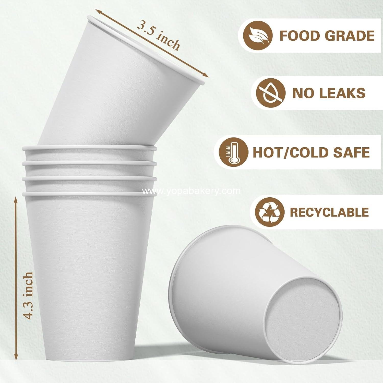 Wholesale 100 Count 12 oz Leak-Proof Paper Coffee Cups, Sturdy Disposable Hot and Cold Drink Cups - Factory