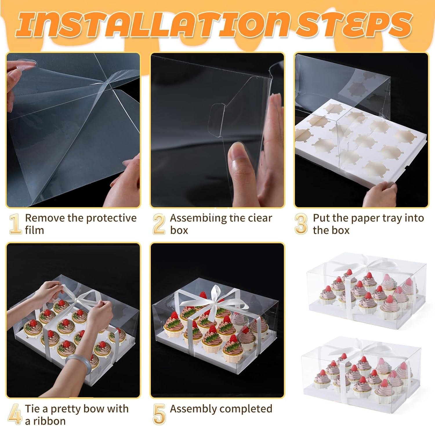 Wholesale 12 Count Clear Cupcake Boxes, 5.5