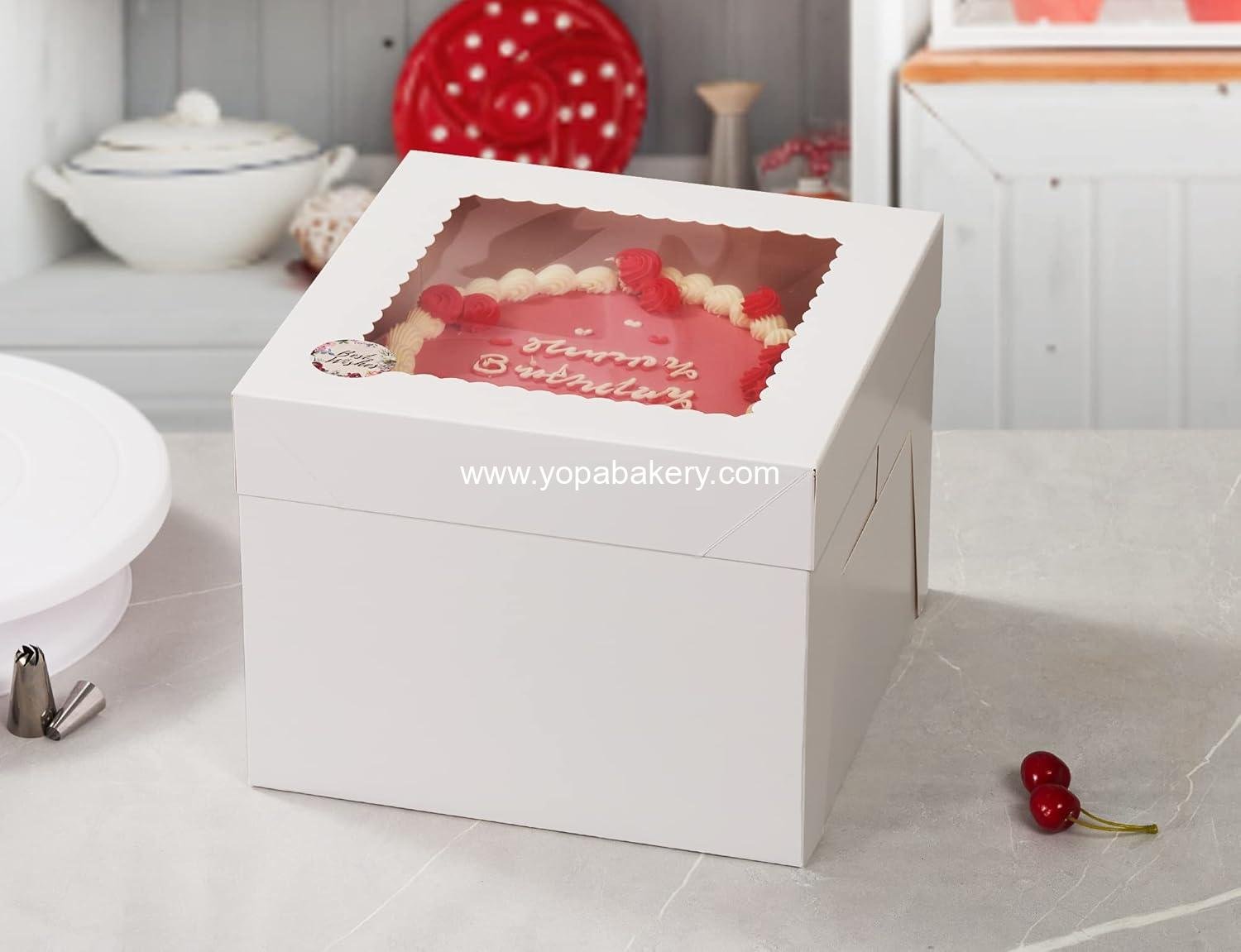Wholesale 15pcs 10x10x8 Inch Cake Boxes with Window, White Bakery Boxes for Multi-Layer Cakes, Square Cardboard Packaging for Gift Giving and Cake Decorating Supplies Factory