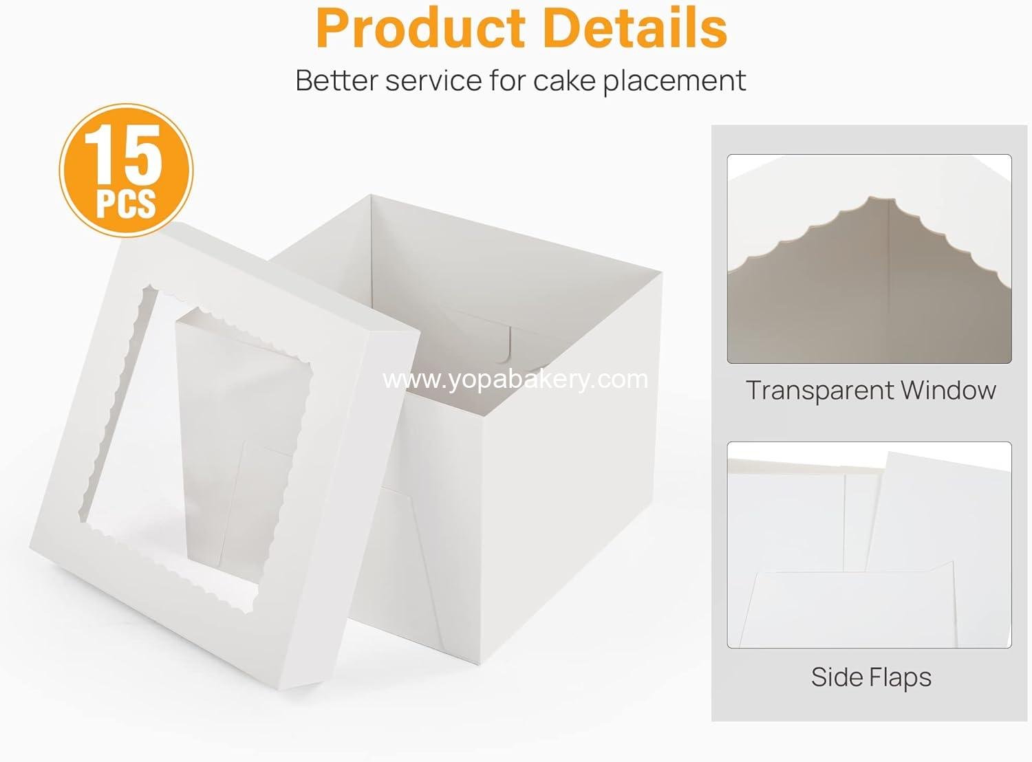 Wholesale 15pcs 10x10x8 Inch Cake Boxes with Window, White Bakery Boxes for Multi-Layer Cakes, Square Cardboard Packaging for Gift Giving and Cake Decorating Supplies Factory