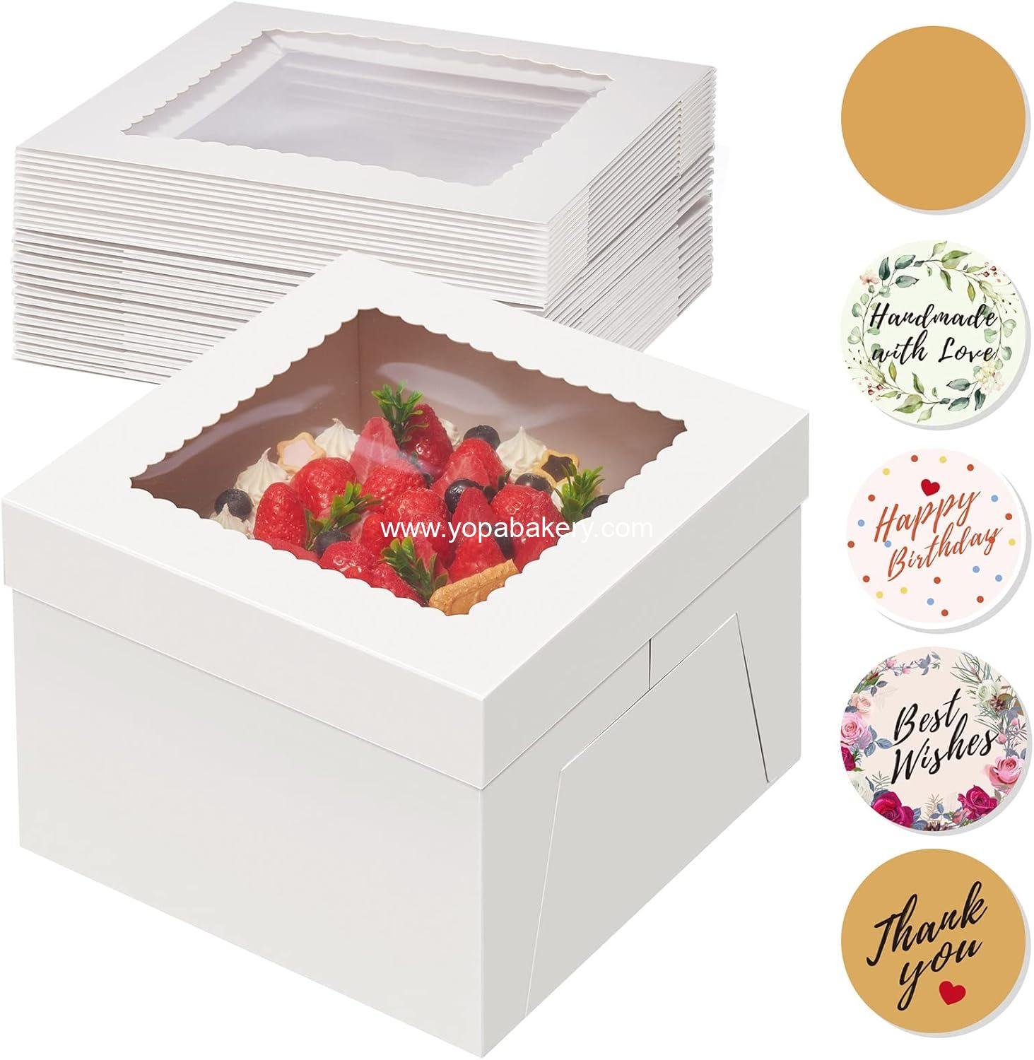 Wholesale 15pcs 10x10x8 Inch Cake Boxes with Window, White Bakery Boxes for Multi-Layer Cakes, Square Cardboard Packaging for Gift Giving and Cake Decorating Supplies Factory