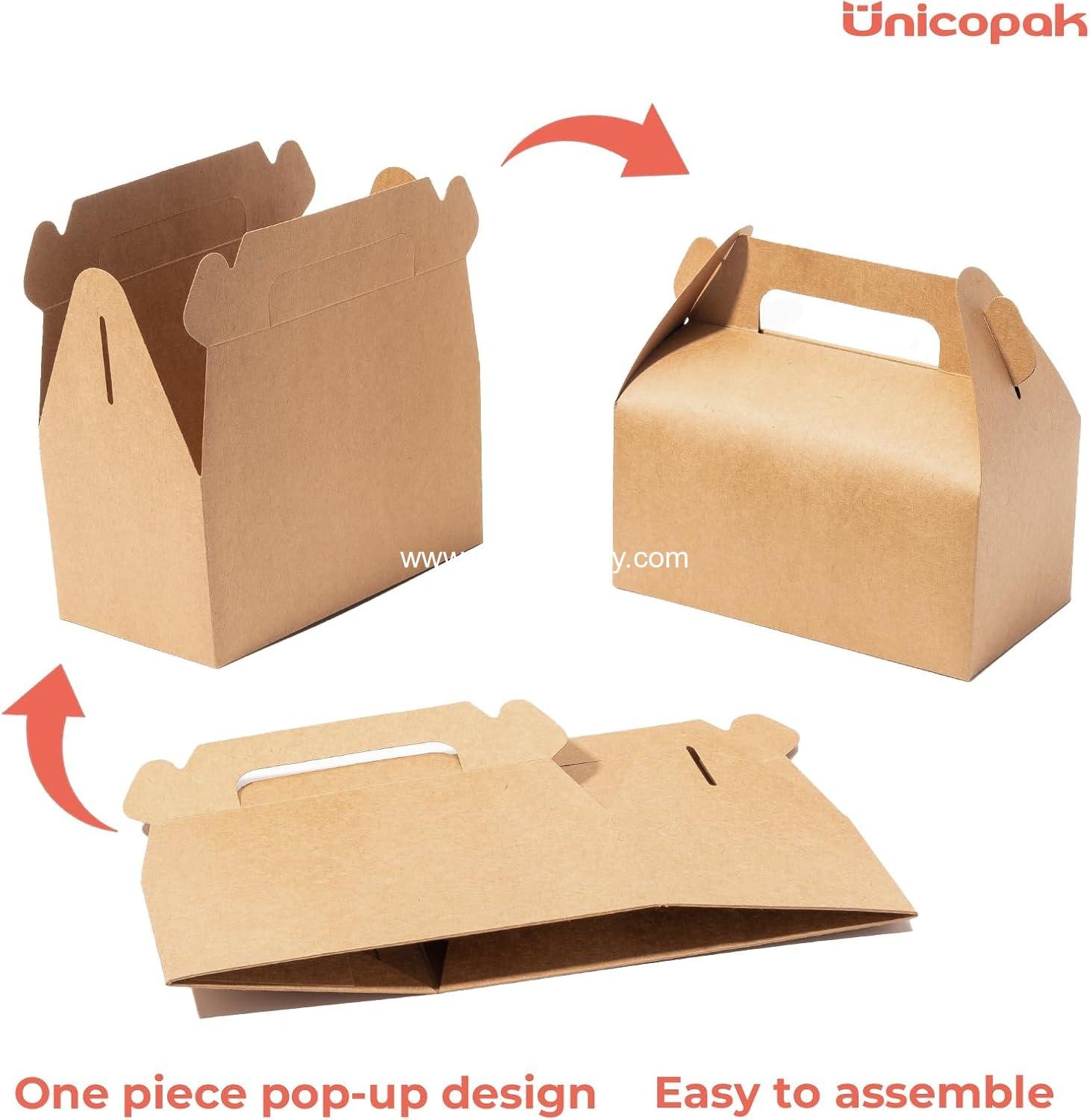 Wholesale 10 Pack Brown Gable Treat Boxes for Snacks, Cookies, Candy, and Toys - Ideal for Birthday Parties, Weddings, and Holidays - 6.5x3.5x4 Inches - Factory