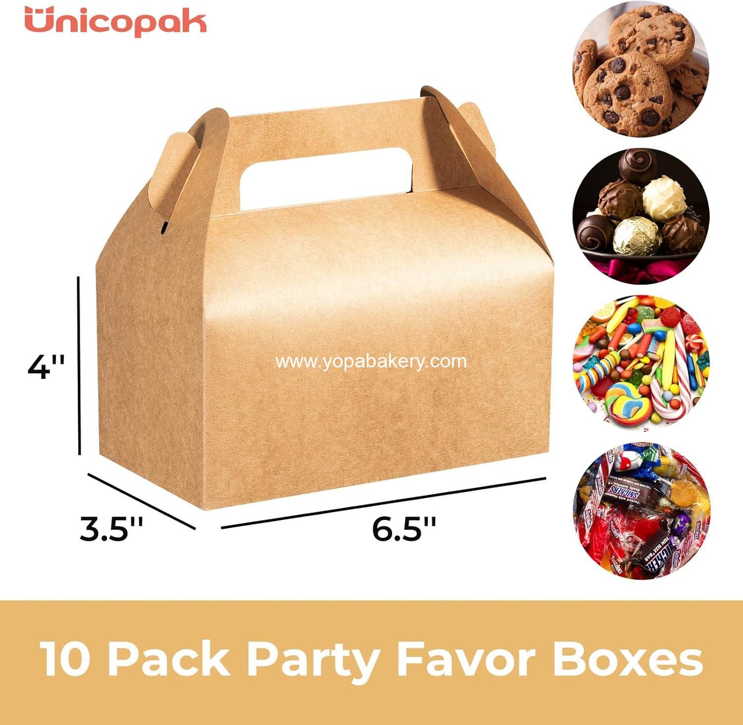 Wholesale 10 Pack Brown Gable Treat Boxes for Snacks, Cookies, Candy, and Toys - Ideal for Birthday Parties, Weddings, and Holidays - 6.5x3.5x4 Inches - Factory