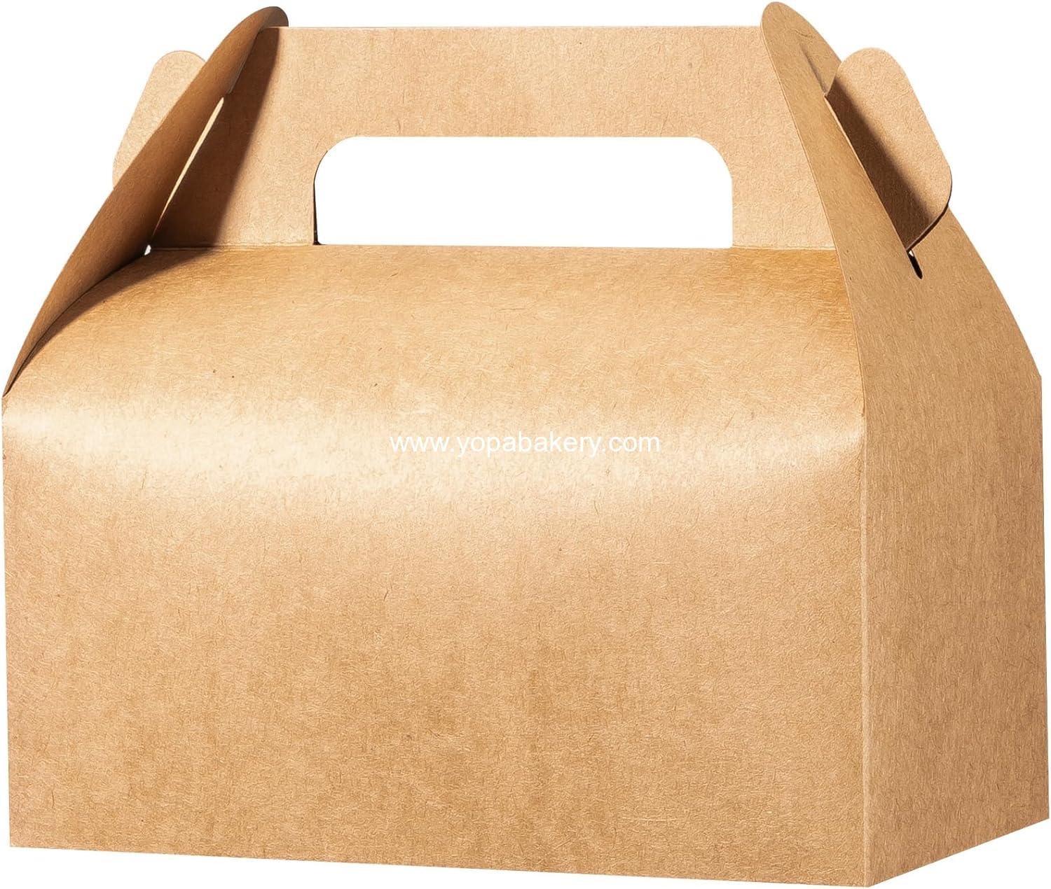 UnicoPak 10 Pack Brown Gable Treat Boxes Party Favor Boxes Goodie Gift Boxes for Snacks Cookie Candy Toys Birthday Party Wedding Holidays 6.5x3.5x4 Inches