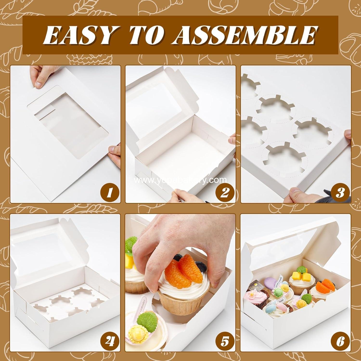 Wholesale 15 Pack Cupcake Boxes with Inserts and 6 Holders, White Bakery Boxes with Window for Muffins, Food Grade Cupcake Containers, 6 Count - Factory Wholesale 15 Pack Cupcake Boxes with Inserts and 6 Holders, White Bakery Boxes with Window for Muffins, Food Grade Cupcake Containers, 6 Count - Factory