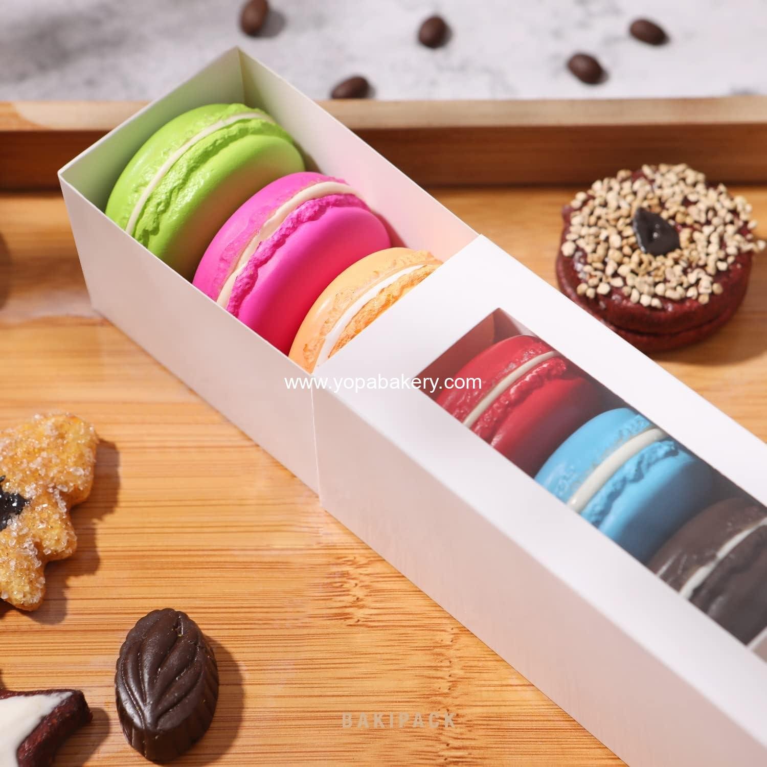 Wholesale Macaron Boxes for 6 Macarons - White Gift Boxes with Clear Window, Interior Measurements 7.3