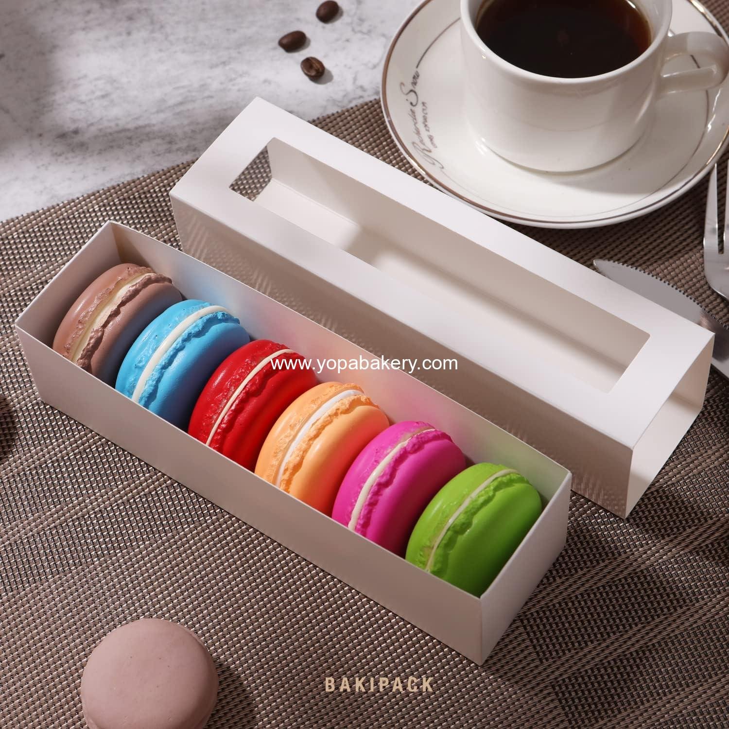 Wholesale Macaron Boxes for 6 Macarons - White Gift Boxes with Clear Window, Interior Measurements 7.3