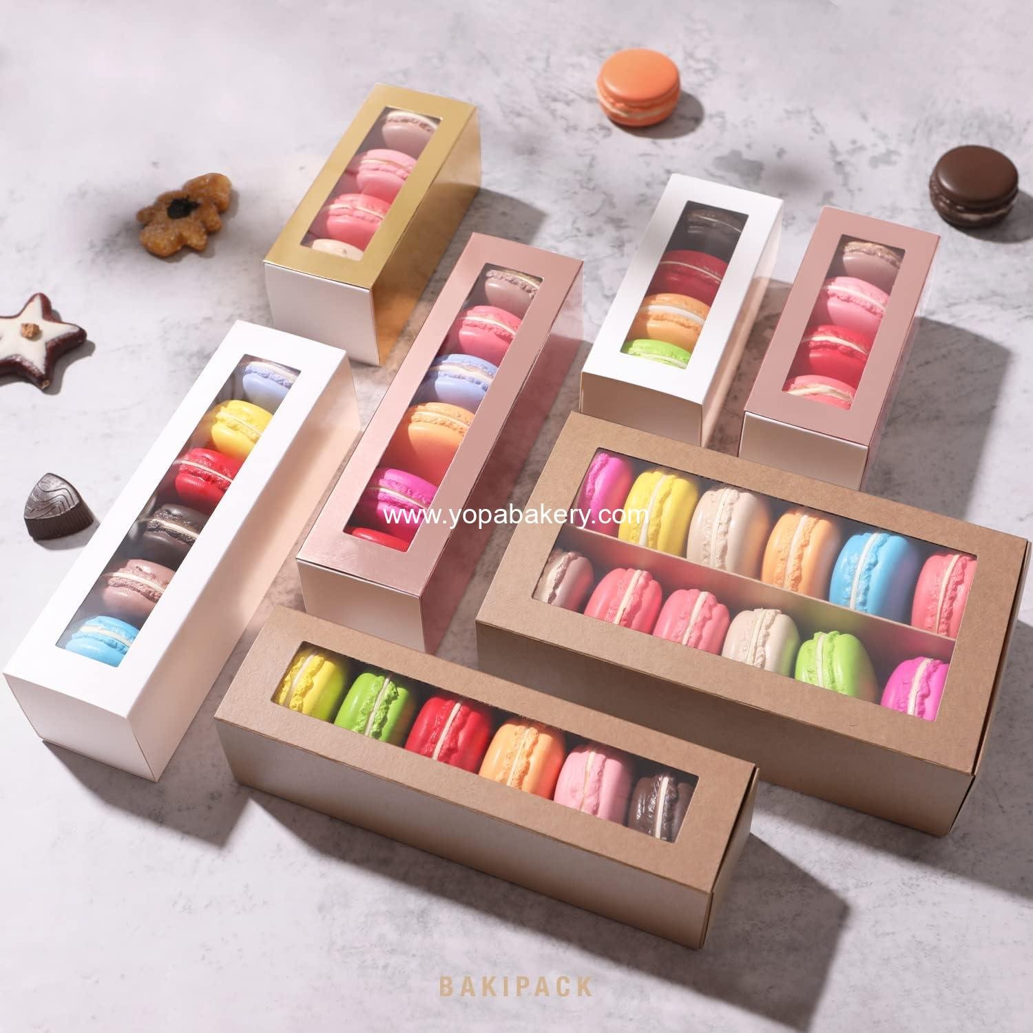 Wholesale Macaron Boxes for 6 Macarons - White Gift Boxes with Clear Window, Interior Measurements 7.3
