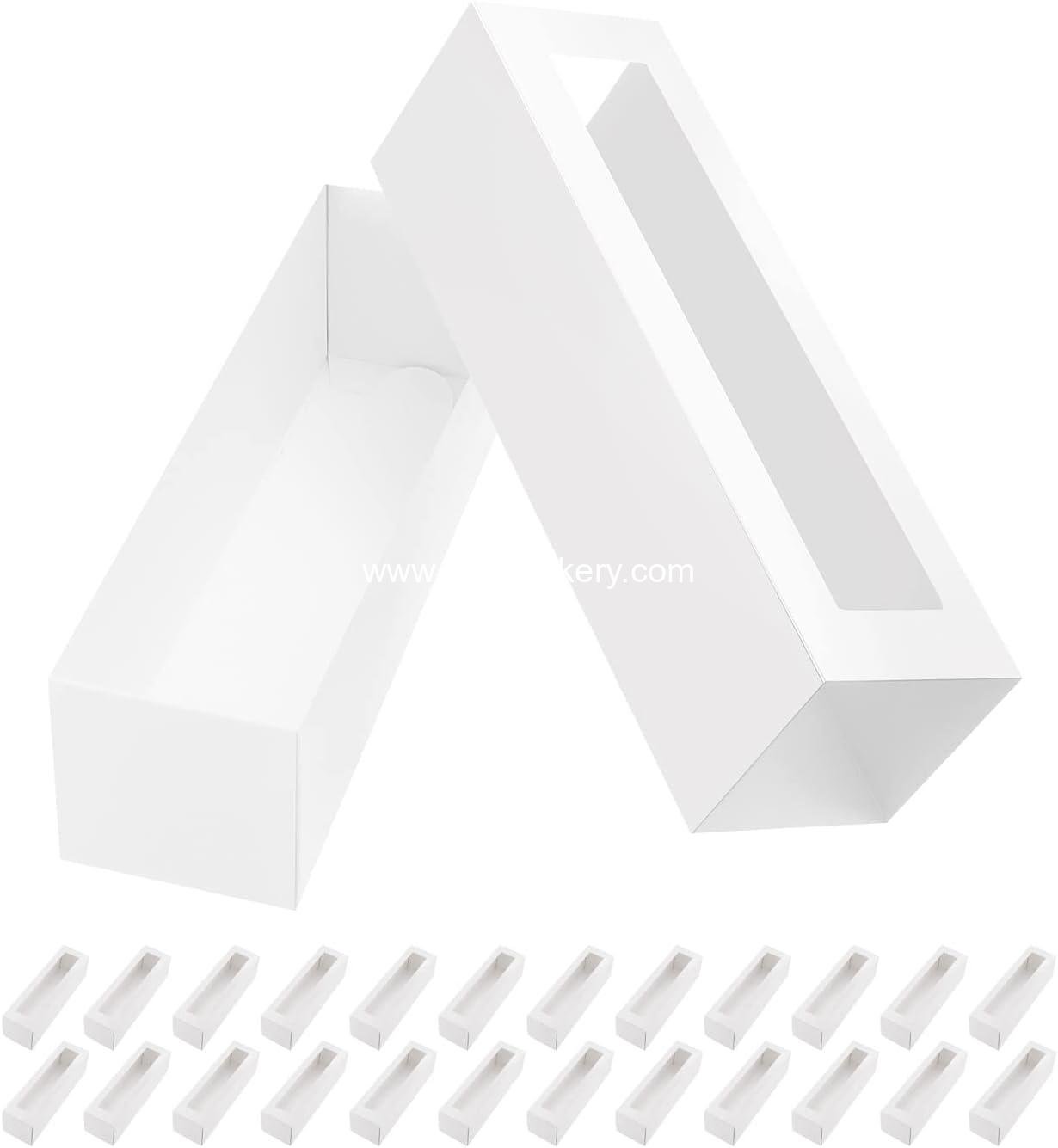 25 Macaron Boxes for 6 Macarons White Macaron Boxes with Interior Measurement 7.3" x 1.9" x 1.9" Macarons Gift Boxes with Clear Window (without Macaron inside)