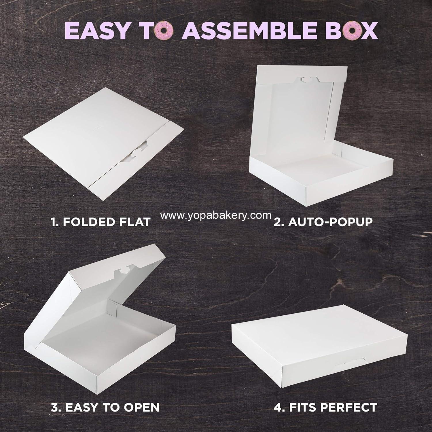Wholesale Auto-Popup Bakery Box 18 Pack - 15x11.5x2.2'' Cardboard Gift Packaging for 12 Donuts, Cookies, Brownies, Pastries, and Bread - Factory Wholesale Auto-Popup Bakery Box 18 Pack - 15x11.5x2.2'' Cardboard Gift Packaging for 12 Donuts, Cookies, Brownies, Pastries, and Bread - Factory